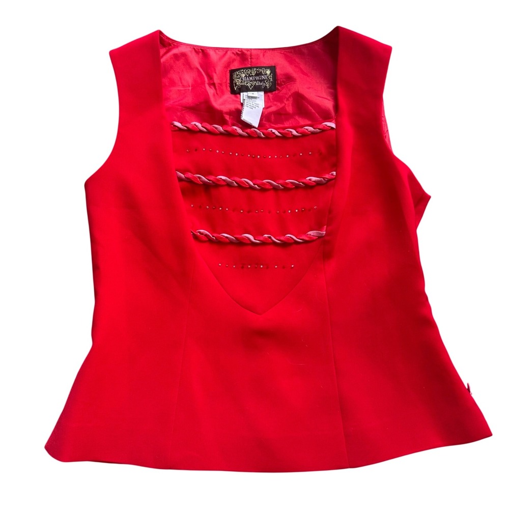 Champagne Italy Red‎ Pencil Skirt set  Womens Size 8 Midi Length Elastic Waist